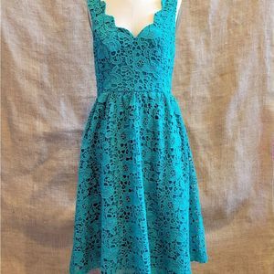 MODCLOTH Teal Green Lace Dress S